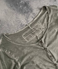 RUNDHOLZ Distressed Cotton Button Front Long Sleeve Dress Women&rsquo;s Size S