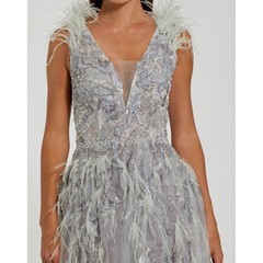 NWT Mac Duggal Embellished Feathered Sleeveless A Line Gown $898 – Size 18