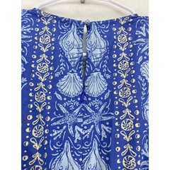 J. Crew Blue Coastal Midi dress with an all-over shell print 98% cotton Sz 2