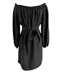 MICHAEL KORS Black On/Off Shoulder Dress L/S Elastic Wrist w/Sash ( L ) NWT $140