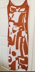 Body Con Burnt Orange/White Y2K Abstract Retro Maxi Dress Small/Medium