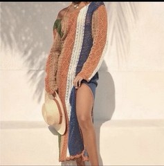 Anthropologie Mahila Colourblock Crochet Midi Dress XL – NWT