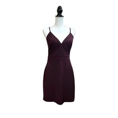 City Triangles Womens 15 Dk Burgundy Cocktail Dress Sleeveless Back Lace Classic