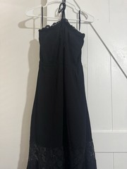 Love Tree Black Solid Halter Strappy Lace Trim Sleeveless Maxi Dress Size S