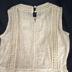 ZARA White Lace Crochet A-Line Long Dress Sleeveless Round Neck Size S
