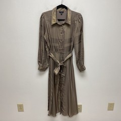 Current Air Monday Metallic Midi Button Shirt Dress Women Brown Gold Belted M