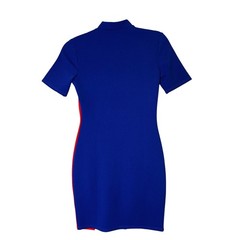 Mocking Jay Red White Blue Colorblock Dress O-Ring Zip Bodycon Mini S Patriotic