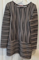 Isle Apparel Size L Tunic Dress Brown Black Texture Long Sleeves Made in Turkey