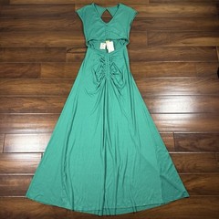 Agua Bendita Women&rsquo;s Size Medium Green Cut Out Ailana Tile Maxi Dress