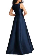 Alfred Sung Midnight Blue Corset Satin Gown Size 14 $281 D844