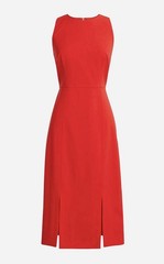 J.Crew Sz 4 Side Slit Shift Dress in 96% Italian Stretch Wool Vintage Red NWOT