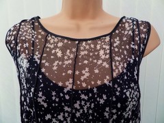 JESSICA HOWARD NAVY WHITE FLORAL SHEER TULLE LACE 20&rsquo;S MINI SHIFT DRESS 16 £120