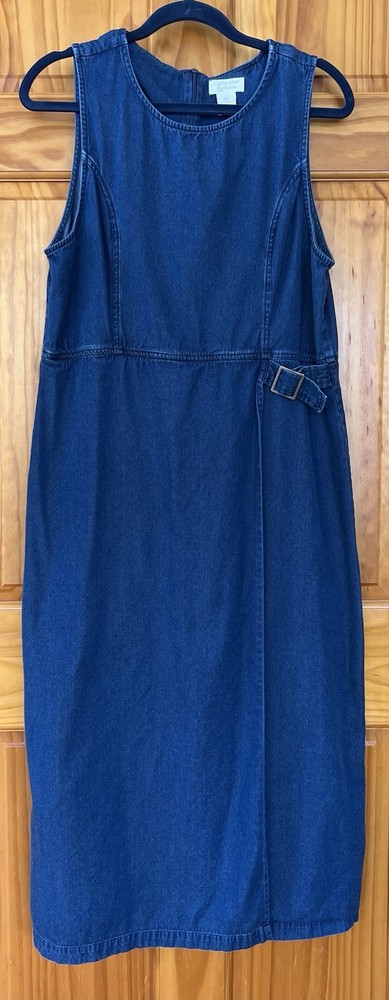 Christopher & Banks Medium Denim Long Jumper/Sleeveless Dress with Wrap Skirt