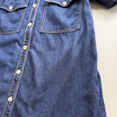 Pilcro Anthropologie S Dark Wash Denim Ozzi Ruffle PuffSleeve Shirtdress Utility