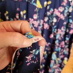 Eucalyptus NWT Bird Print Blue Pink Floral Fit Flare Dress Surplice Pleated Sz L