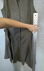 Malvin 100% Linen Sleeveless Button Midi Dress S Gray Belted Fit Flare Casual
