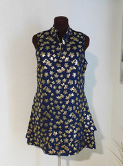 Emerald 18 Gold Butterfly Sleeveless Shift Knee-length Stretch Dress Pockets L