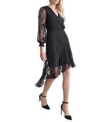 DKNY Surplice-Neck Asymmetric Midi Dress MSRP $139