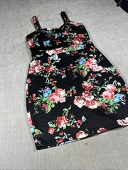 JustFab Black Floral Dress Size L