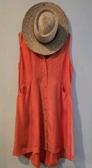 Soft Surroundings Orange Shimmery Cascade Sleeveless Button Up Dress! XL
