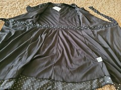 DEE ELLY Black White Polka Dot Mix Print Crepe Asymmetrical Wrap Dress Sz S NWT
