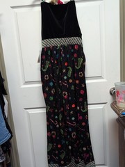 NWT Christmas Jumpsuit Black Size XXS Sleeveless Tree Star Balls Candy Canes