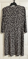 NWT Anne Klein Dress Women’s Large Dot Draped Front Nantucket Grey Oyster Shell