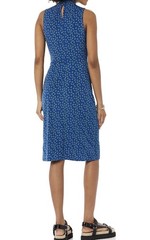 Amazon Essentials Floral Twist Front Sleeveless Sheath Dress Blue Green V-Neck M