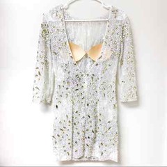 MacDouggal Sheer Unlined Sequined Embellished Mini Dress