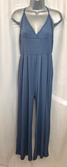 Jumpsuit Light Blue CIDER Women Stretch Strappy Striped Large UK14 Jersey E4791