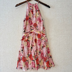 Floret Studios Dress Size Medium Floral Ruffle Waist Spring Summer Light Flowy