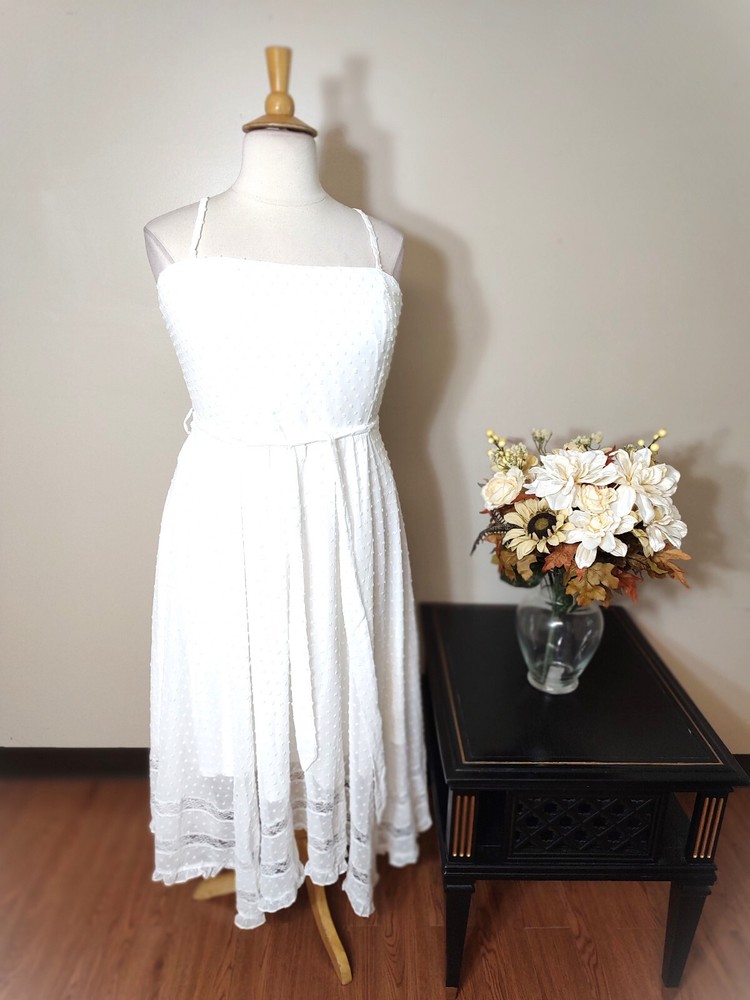 CITY CHIC White Adjustable Straps Fit/Flare Textured Belted Dress-18