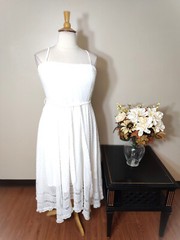 CITY CHIC White Adjustable Straps Fit/Flare Textured Belted Dress-18