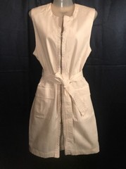 NEW Sarah Pacini White Distressed Stretch Cotton Zip Front Sleeveless Dress Sz 4
