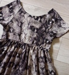 Some Days Lovin Grey Snakeskin Print Flared Dress Casual Smart Holiday UK8/10