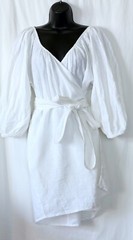 MARA HOFFMAN SWIM White Linen Wrap Coverup Drs 50 In Chst 33.5 In Lng Sz M EXC