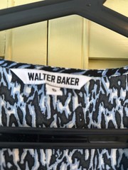 Walter Baker Blue Animal Print Midi Dress UK 10 Wrap Style Wedding Guest Smart