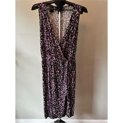 Lane Bryant Purple and Black Printed Midi Wrap Dress 18/20