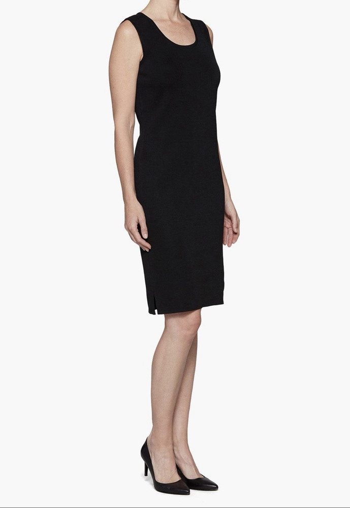 Ming Wang Black Knit Stretch Scoop Neck Shift Knee-Length Dress 2X