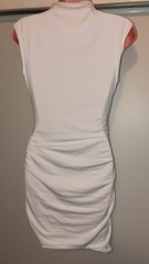 White Solid Ruched Sleeveless Cowl Neck Mini Dress, Women&rsquo;s Regular Size M