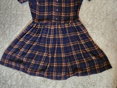 Topshop Blue/Orange Plaid Shirt Dress Short Sleeve Collared Button Lined US 4