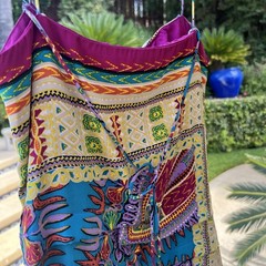 EUC Vintage Nicole Miller Studio Multicolored Silk Pleated Sundress Dress 10