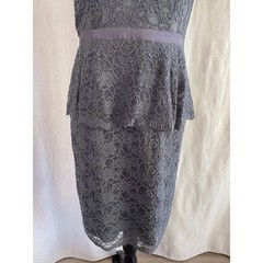 Eliza J Sleeveless Peplum Lace Gray Cocktail Party Wedding Dress Size 10