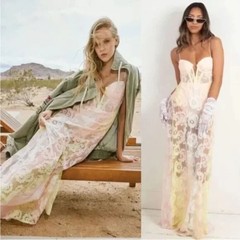 For Love & Lemons x Revolve Blossom Lace Bustier Maxi Dress Multi Size M NWT