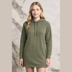 DIP brand fleece hoodie dress green with pockets in ladies medium