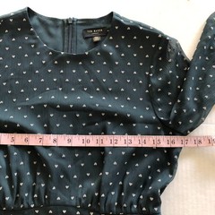 Ted Baker Kobie Women Green Polka Dot Dress Size 1 = 4 Long Sleeve Cocktail