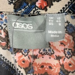 New ASOS Floral Stripe Print Puff Sleeve Sheer Mini Dress Black Multi Size 8