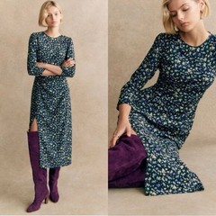 NWT Sezane Themis Midi in Liberta Floral Lightweight Side Slit Dress 42 / US 10
