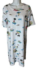 Fresh Produce Dress M White Blue Yellow Pink Green Black Sailboat Beach Print