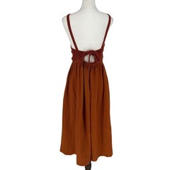 Tach Clothing Rust Crochet Gauze Midi Dress Handmade Uruguay Small Bohemian Boho